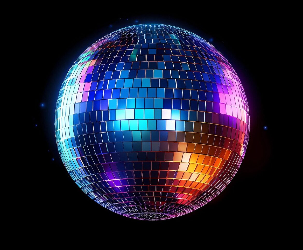 Disco Ball auf schwarzem Hintergrund